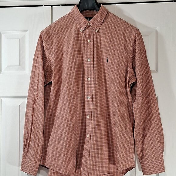 Vintage Polo Ralph Lauren Men's Blue and Orange Button Down Shirt - Size L - Picture 2 of 10